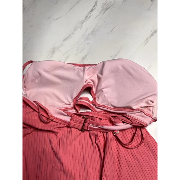 Time and Tru Peach Cut Out Tankini Adjustable Strap Size XL Swimsuit Womens - Picture 4 of 6